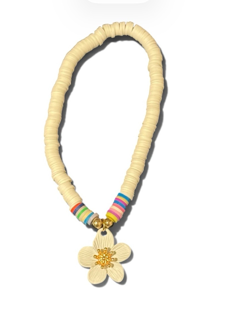 🌸 Beaded Flower Pendant Anklet- White